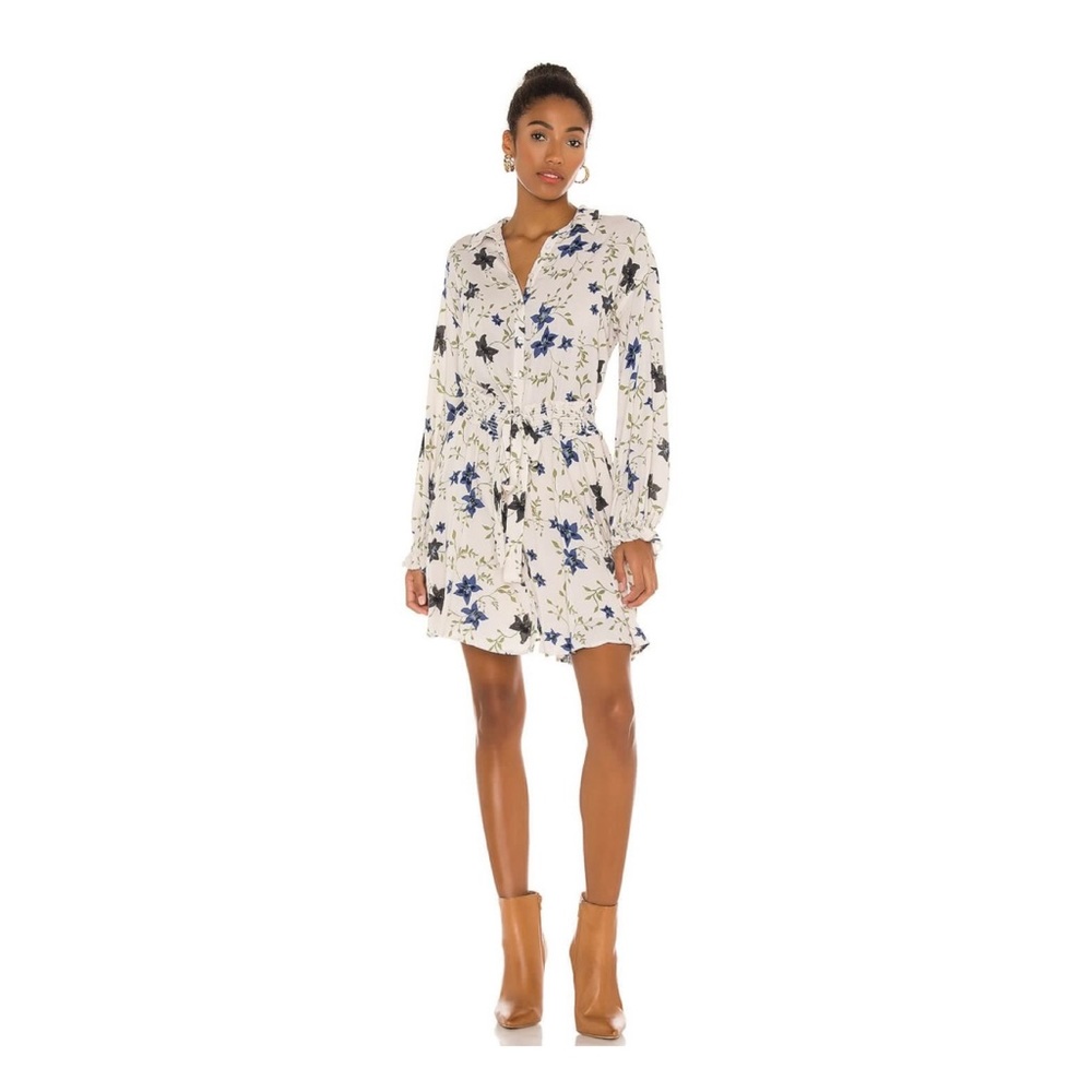 NWOT Free People Lighten Up Floral Button Down Mini Shirt dress in Tea Combo XS